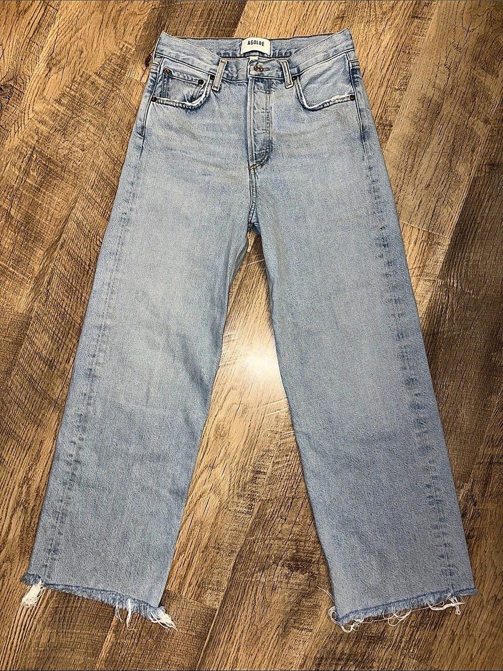 AGOLDE Low Rise Loose Jeans Straight Leg Blue Waist 25